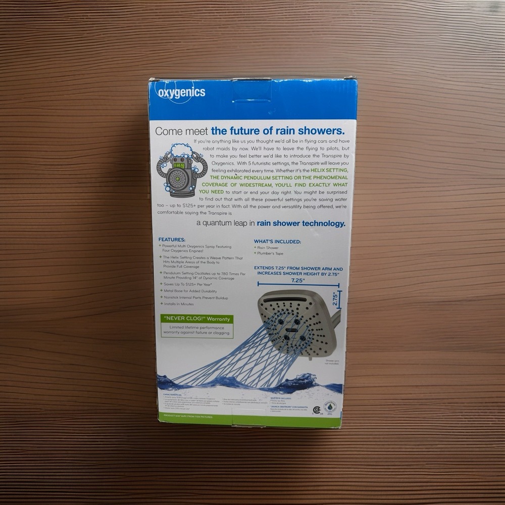 Oxygenics Transpire 5-Setting Rain Shower Head Brushed Nickel Model:38588
